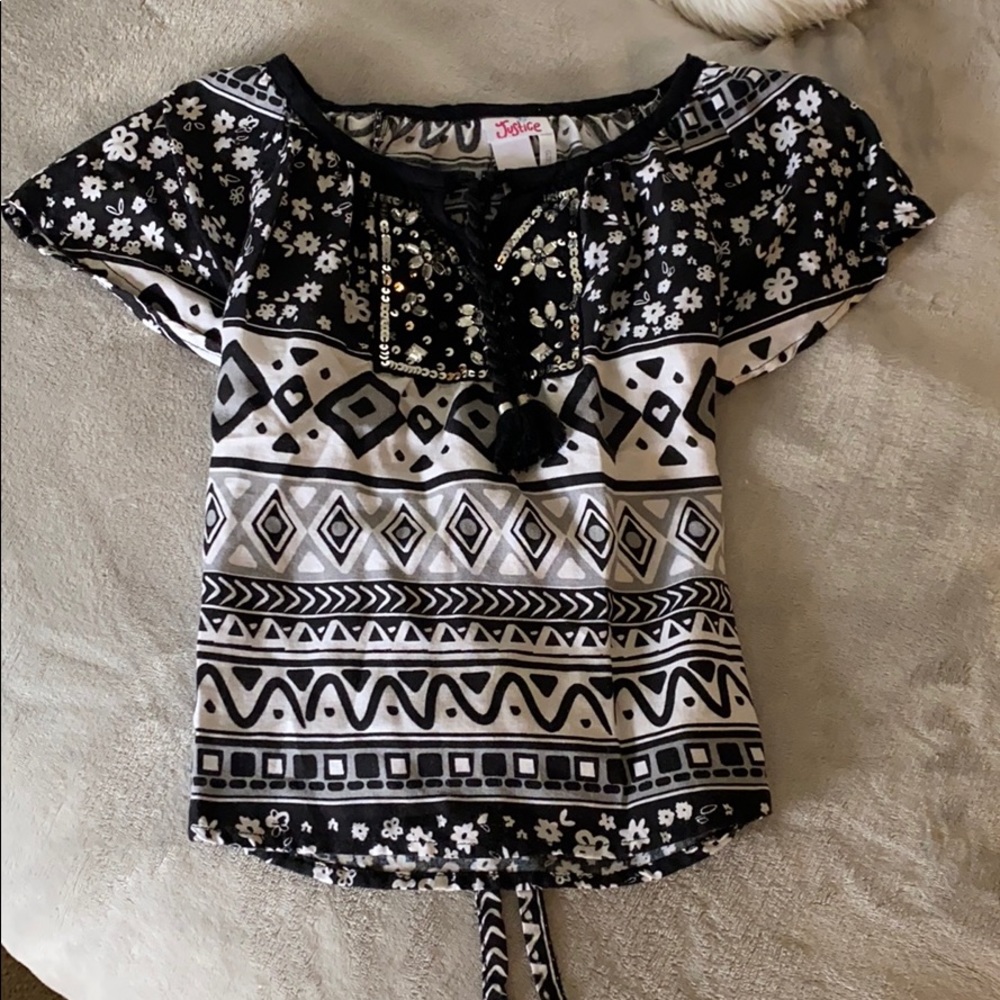 JUSTICE ~ TIE BACK  short sleeve shirt